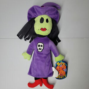 Boo Scary Sugar Loaf Plush Witch green with purple dress 9in tall